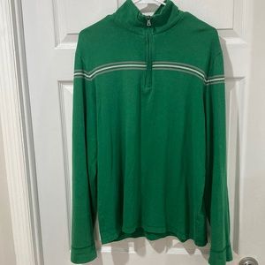 Mens Banana Republic Pullover sweater with 1/4 zip , large, green with stripes